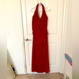 Floor Length Red Halter Dress Size 12